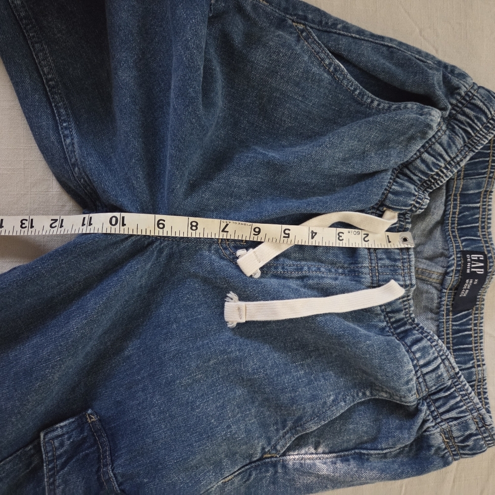 Gap High Rise Wide Leg Blue Denim Cargo Pants XS Womens Stretchy 26 Inch Waist - Picture 10 of 12